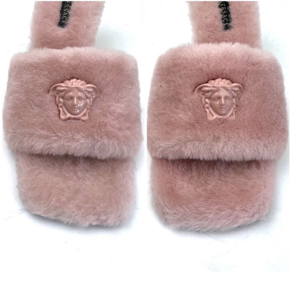 VERSACE La Medusa Faux Fur Slide Sandal sz 9 - Picture 11 of 14